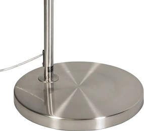 Nowoczesna lampa podłogowa łukowa stalowa z białym abażurem z tkaniny - Arc Basic