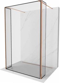 Mexen Kioto ścianka prysznicowa wolnostojąca 130 x 30 x 30 cm, czarny wzór, różowe złoto - 800-130-030-222-60-70-030