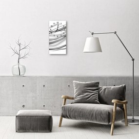 Zegar Szklany Pionowy Abstrakcja grafika linie biały