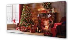 Obraz na płótnie Choinki, Prezenty, Dekoracje i Kominek