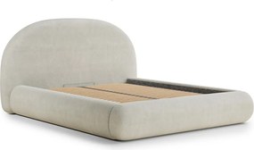 Kremowe tapicerowane łóżko dwuosobowe ze schowkiem ze stelażem 160x200 cm Maumere – Maison de Rêve