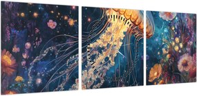 Obraz - Magiczna meduza (z zegarem) (90x30 cm)