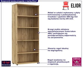 Klasyczny regał biurowy z otwartymi półkami dąb craft Dagna 22X