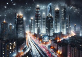 Fototapeta - Nocna metropolia (196x136 cm)