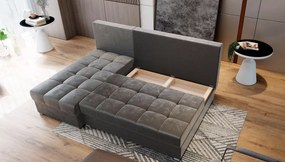 PROMOCJA Ciemnozielona rozkładana narożna sofa ZENA, dwustronna II. klasa