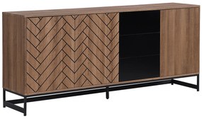 Komoda 3-drzwiowa z 3 szufladami, z MDF – kolor naturalny i czarny – CARATANA