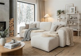 Stylowy narożnik rozkładany prawostronny BINGO L 245x148x87 cm w tkaninie Gerra 5 białej