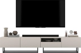 Podwójna szafka RTV Enjoy 240 cm z półką i szufladą, na płozach, kaszmir mat