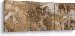 Obraz - Brązowa abstrakcja (z zegarem) (90x30 cm)