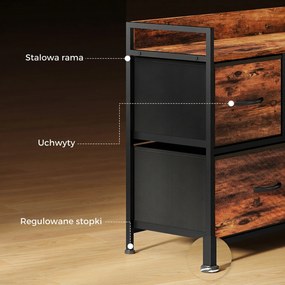 HOMCOM Komoda z Składanymi Szufladami z Tkaniny, Blat z Melaminy, Rama Stalowa, Brąz
