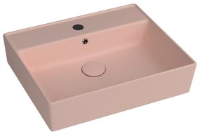 Umywalka ceramiczna nablatowa / wisząca różowa z półką i otworem na baterie 55 x 45 cm LERA pink