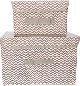 Organizery tekstylne Zygzak 38x25x23cm + 26x20x16cm komplet 2szt + pokrywki
