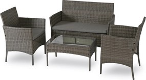 Zestaw Mebli Ogrodowych MISSISIPI Szary Sofa Krzesła Stolik Tarasowy Technorattan Nowoczesne