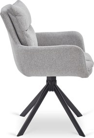 Zestaw Stół Rozkładany Ceramiczny REX 2 180-240 cm Biały Marmur/Czarny i 4 Krzesła Tapicerowane PAUL Szare Nowoczesne