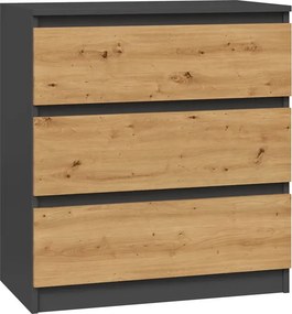 Niska Komoda Loft Z Szufladami Antracyt + Dąb Artisan G1-G65
