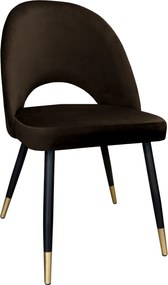 Krzesło Polo tkanina Welur noga metalowa : Kolor nogi - Czano-złota stożek, Kolor tkaniny - VELVET - MG05, Typ siedziska - Siedzisko stałe