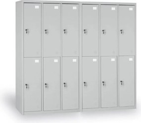 Szafka skrytkowa S2, 6 schowków, 1820 x 900 x 500 mm, demontaż, zamek cylindryczny, drzwi szare