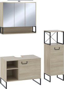 Zestaw mebli łazienkowych dąb/czarny 80x45.5x60 vionna