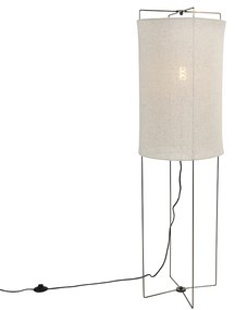 Designerska lampa podłogowa zabażurem zbeżowego lnu - RichDesignerski Oswietlenie wewnetrzne