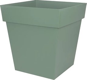 Kwadratowy doniczka Toscana 50 cm Zielony laurowy - Solidny, Wyprodukowany we Francji, Odporny na UV i mróz