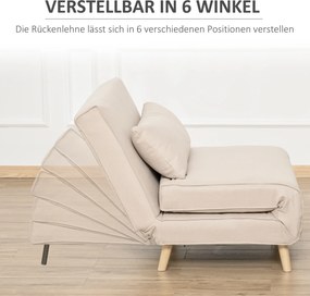 Sofa jednoosobowa rozkładana fotel z regulowanym oparciem w skandynawskim stylu do salonu | Aosom PL