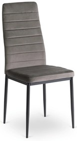 Zestaw Stół Rozkładany SKUBI 120-160 cm Dąb Craft/Czarny i 6 Krzeseł NARIS Szare Welurowe