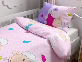 PrzytulneMieszkanie.pl PrzytulneMieszkanie.pl Bawełniana pościel do łóżeczka OWCZKI różowe Rozmiar pościeli: 45 x 65 cm | 90 x 135 cm