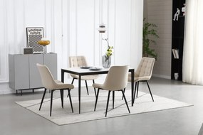 PROMOCJA Beżowe aksamitne krzesło BERA z czarnymi nogami II. gatunek