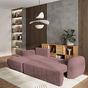 Masseno Narożnik MODENZA z funkcją spania i pojemnikiem na pościel Narozniki L, Rozkładana sofa - Wrzosowy, POSO 130