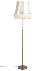 Lampa stojąca brązowa z abażurem Granny kremowym 45 cm regulowana - ParteWiejski/ Rustykalny / Vintage Oswietlenie wewnetrzne