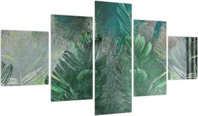 Obraz - Tekstura betonu z liśćmi (125x70 cm)