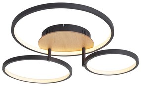 Nowoczesna drewniana lampa sufitowa zintegrowane LED, 3-stopniowo ściemnialna, 3-punktowa - Rondas