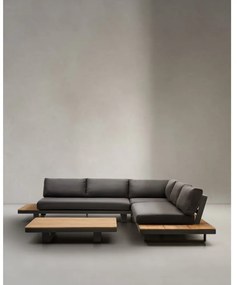 Ciemnoszaro-naturalny aluminiowy zestaw mebli ogrodowych dla 5 osób Tosqueta – Kave Home