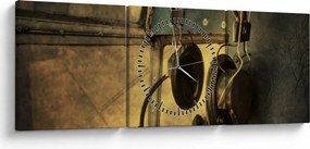 Obraz - Słuchawki lotnicze w stylu vintage (z zegarem) (90x30 cm)