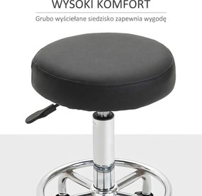 Vinsetto Taboret salonowy, regulowany, sztuczna skóra, do 110 kg, Ø42x50-64H cm, Czarny