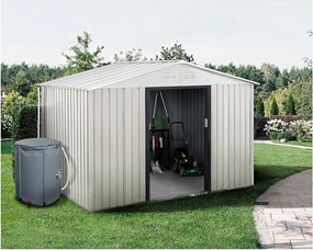 Szopa ogrodowa metalowa "Nebraska" 5,29m² z rynną i zbiornikiem na wodę deszczową