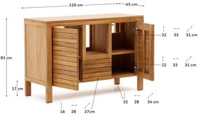 Niska szafka pod umywalkę z litego drewna tekowego 120x80 cm Neria – Kave Home