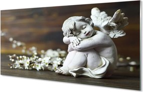 Szklany Panel Śpiący Aniołek i Polne Kwiaty