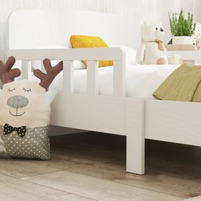 AIYAPLAY Łóżko dziecięce z barierkami ochronnymi, łóżko dla maluchów dla dzieci w wieku 3-8 lat, MDF, biały