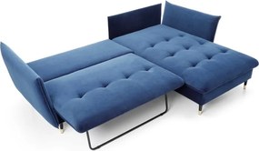 Narożnik GLAM Prawostronny z funkcją spania, zestaw z poduszkami wolnostojący tkanina RIVIERA 81 Niebieski DOMO HOME