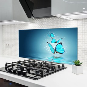 Panel Szklany Błękitne Motyle nad Taflą Wody