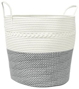 Materiałowy kosz na pranie z uchwytami biały + szary R5-T56