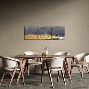 Obraz - Niebiesko-złota abstrakcja N⁰1 (z zegarem) (90x30 cm)