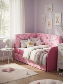 Różowy Rozkładany Tapczan Dla Dziewczynki 120 Xl H3-C01