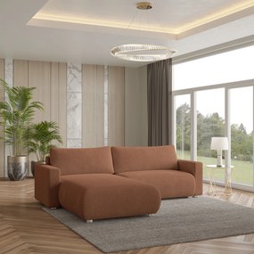 Masseno Narożnik TURIN z funkcją spania i pojemnikiem na pościel Narozniki L, Rozkładana sofa - Ceglasty, NOW OR NEVER 54