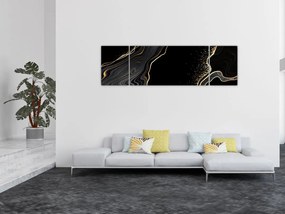Obraz - Czarno - złoty marmur (170x50 cm)