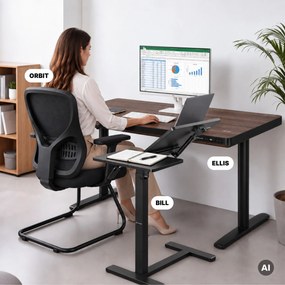 Stolik pod laptopa regulowany, mobilny, wielofunkcyjny, czarny: BILL