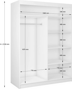 Szafa Przesuwna VITALE 160 cm Szafa Dwudrzwiowa Biała