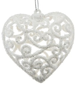 Ozdoba świąteczna Carlita Heart biała, 10 x 10 x 2 cm, plastik