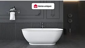 Wanna wolnostojąca owalna – 240 l – 170 × 75 × 60 cm (dł. × szer. × wys.) – kolor biały – akrylowa - MOBULA